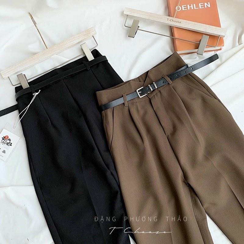 Quần baggy nữ cạp vát kèm đai 8329