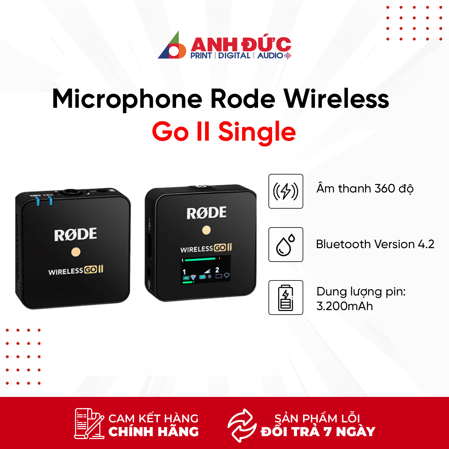 Microphone Rode Wireless Go II Single - Hàng chính hãng