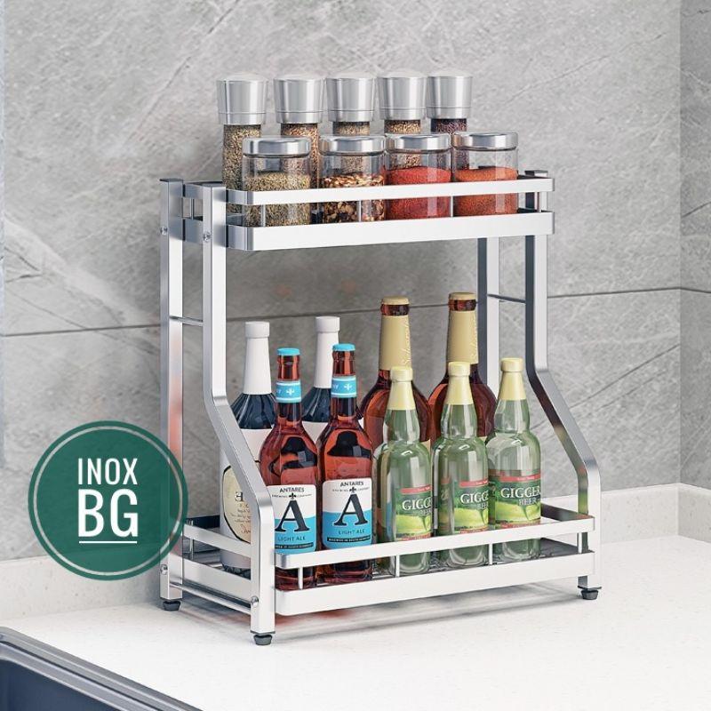 Kệ gia vị 2 tầng chịu nước có chân chống trượt
