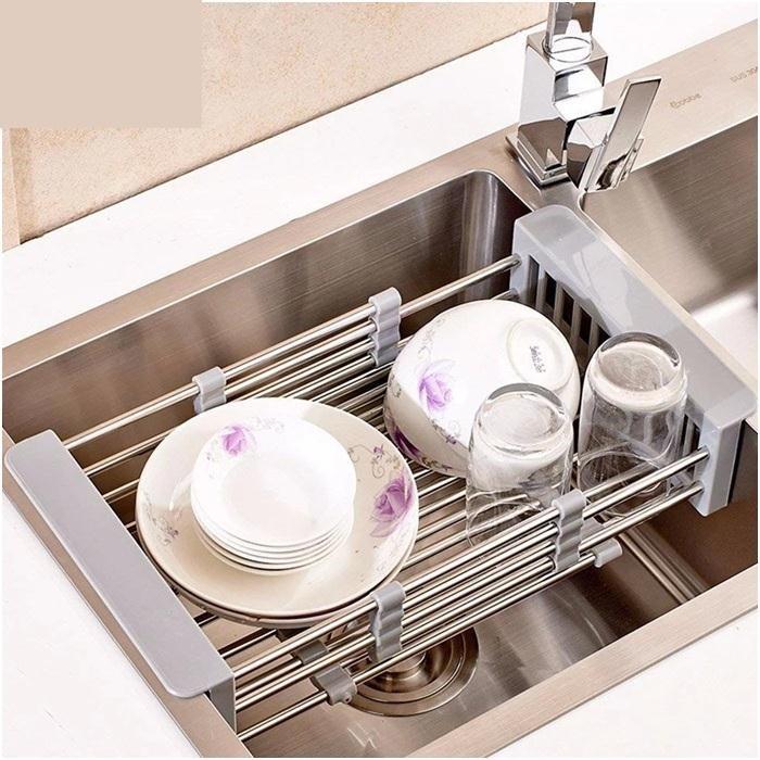 Khay Đa Năng Để Chậu Rửa Chén Cao Cấp - Rổ Kệ Đa Năng Co Giãn - Rửa Rau, Trái Cây, Úp Chén...