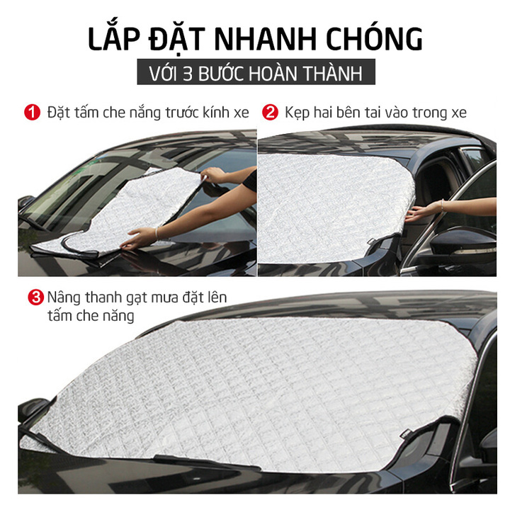 Tấm bạt phủ 3 lớp B2 che nắng bên ngoài kính lái xe ô tô, xe hơi