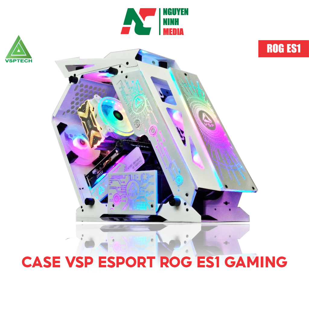 Vỏ Case VSP ESPORT ROG ES1 Gaming (No Fan) Màu Trắng - Hàng Chính Hãng