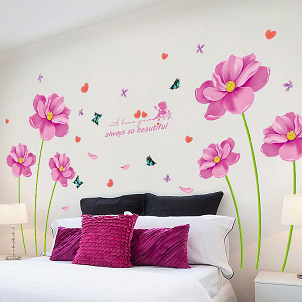 Decal Dán Tường Hoa Hồng Cánh Kép Lãng Mạn - 2 Bộ (150 x 260 cm)