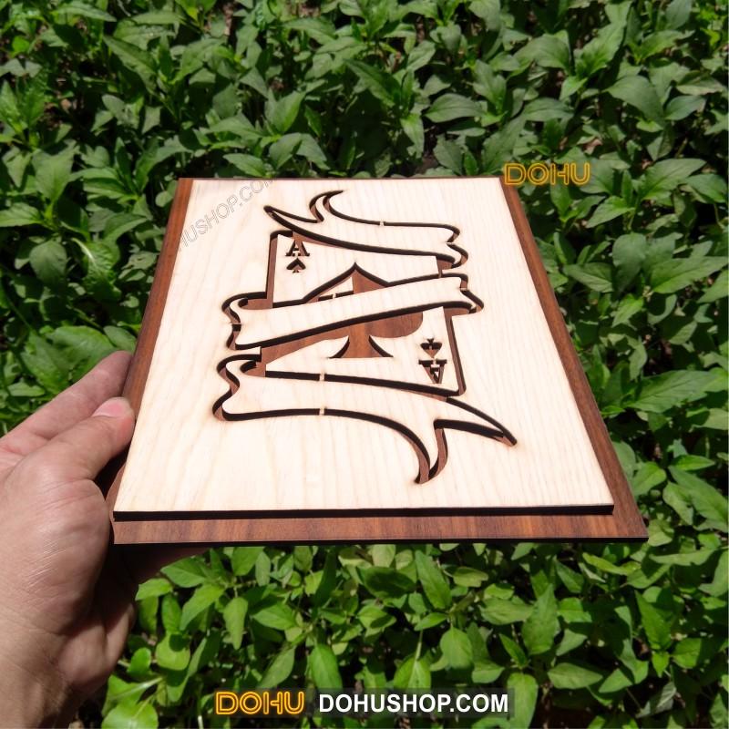 Tranh Treo Tường Bằng Gỗ Handmade DOHU008: Lá Bài Át Cơ - Thiết Kế Đơn Giản, Độc Đáo, Sang Trọng