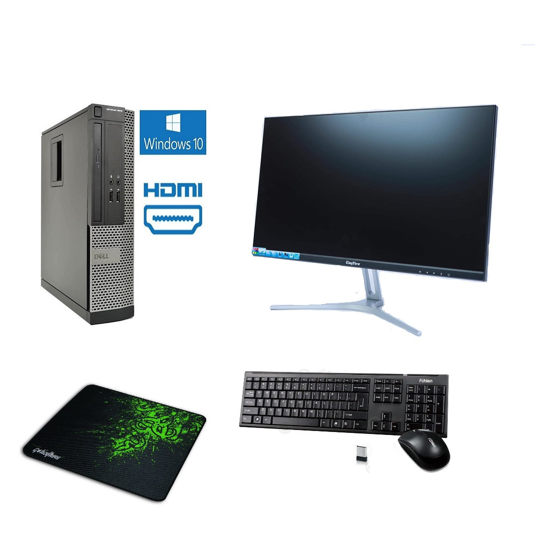 Bộ Máy Tính Để Bàn Dell Optiplex  ( Core i5 - 3570/ 8gb / SSD 256GB ) Và Màn Hình KINGVIEW 22' inch - Tặng Ngay Bàn Phím Chuột Không Dây - Hàng Nhập Khẩu