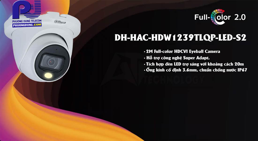 Camera HDCVI Eyeball 2MP DAHUA DH-HAC-HDW1239TLQP-LED-S2-hàng chính hãng