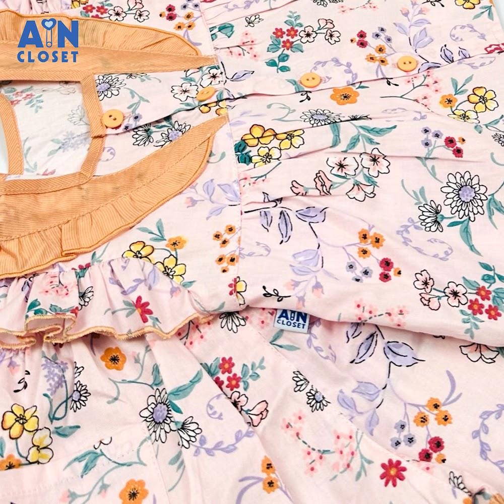Bộ quần áo Ngắn bé gái họa tiết Hoa Dại Đồng Quê hồng cotton - AICDBGEDTH44 - AIN Closet