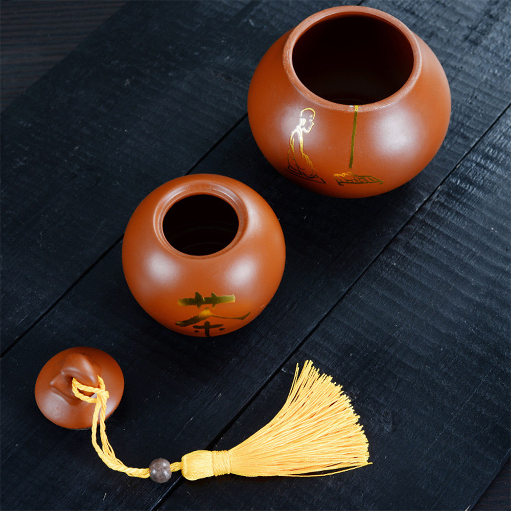 Bình đựng trà hồ lô hoa sen thiền trà thủy mặc gốm sứ phụ kiện bàn trà trà đạo