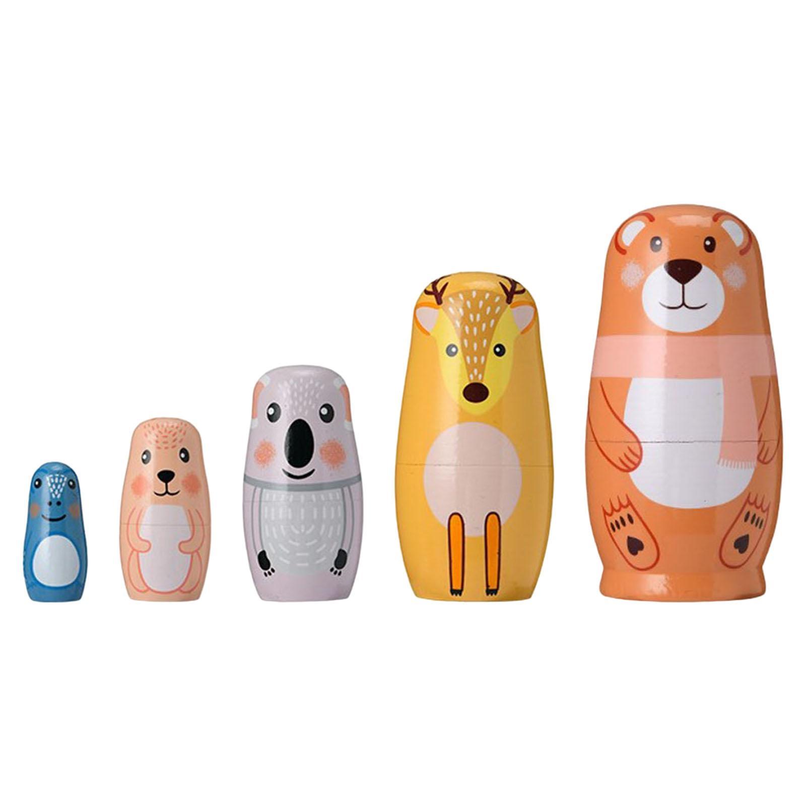 5Pcs Russian Nesting Doll Wooden Nesting Doll Handmade for Home Tabletop