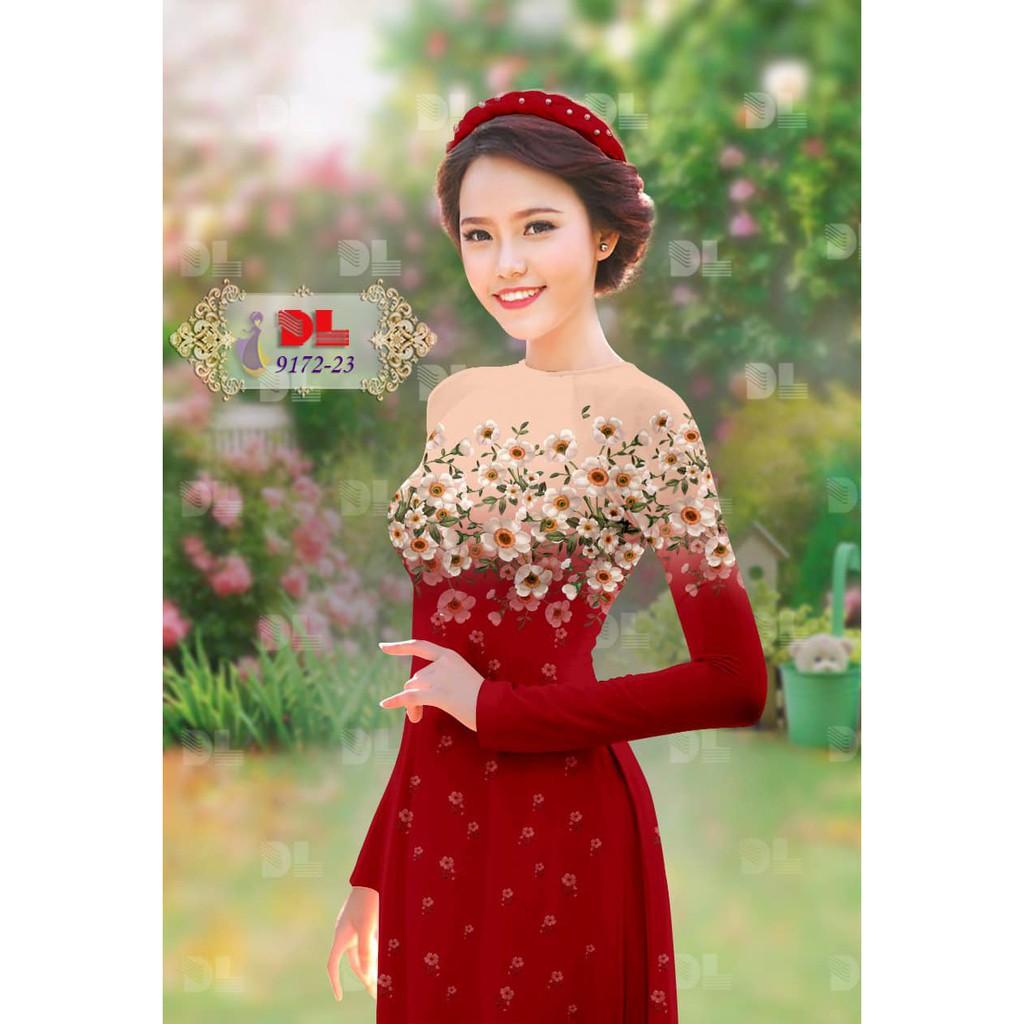 Vải may áo dài in họa tiết hoa DL9172