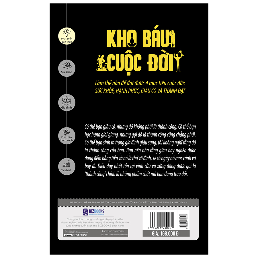 Kho Báu Cuộc Đời - Làm Thế Nào Để Đạt Được 4 Mục Tiêu Cuộc Đời - Sức Khỏe + Hạnh Phúc + Giàu Có + Thành Đạt (Tái Bàn 2020)