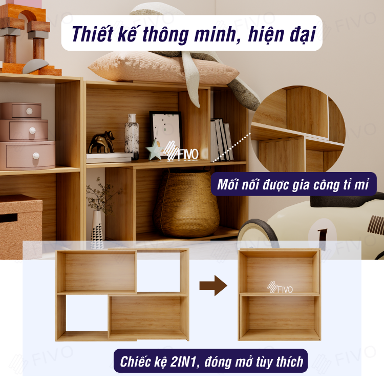 Kệ Sách Cho Bé FIVO FB71 Chất Liệu Gỗ Cao Cấp, An Toàn, Nhiều Màu Sắc - 2 Tầng