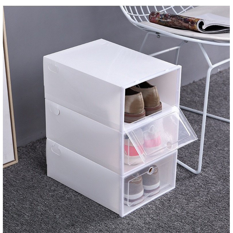 Hộp Đựng Giày Dép Loại Mới - Kích Thước Lớn 33*23*14cm - Nhựa Cứng - Trong Suốt - Có Lỗ Thoáng Khí - Phù Hợp Đựng Giày Cao Gót, Giày Sneaker Size Lớn