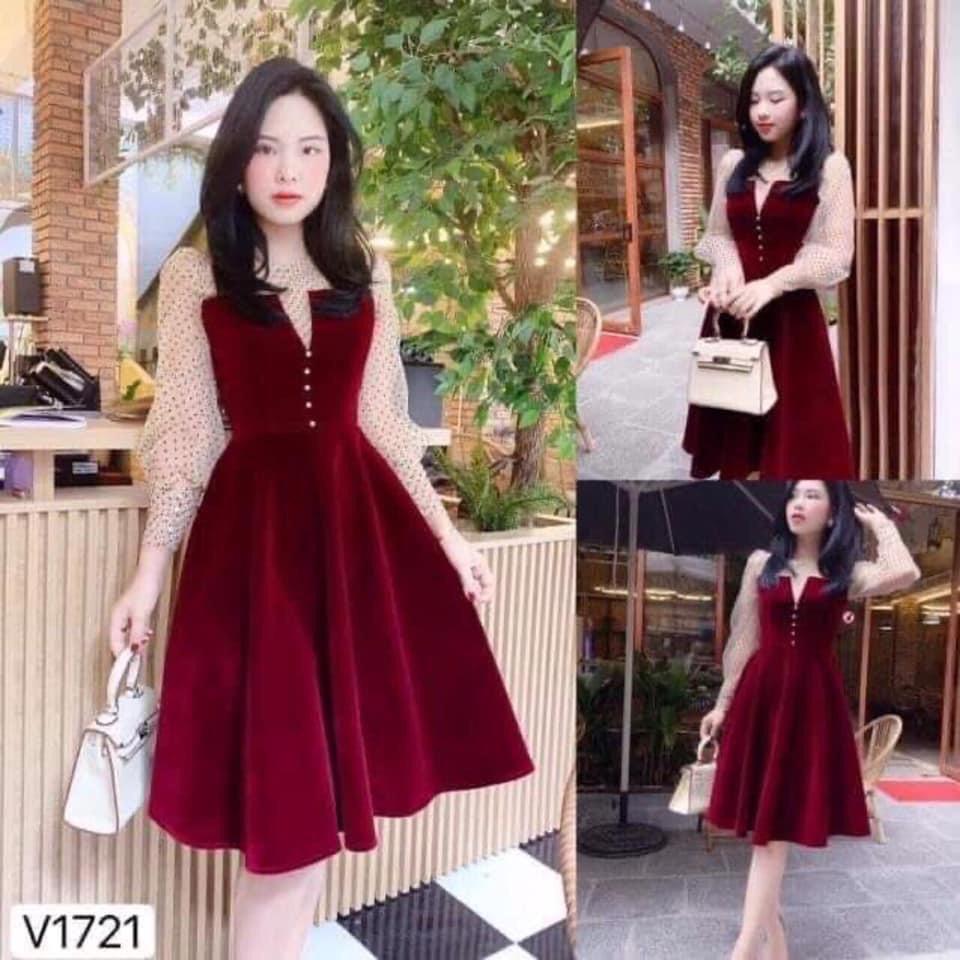 ĐẦM XÒE NHUNG PHỐI LƯỚI BI BE BIGSIZE MẬP