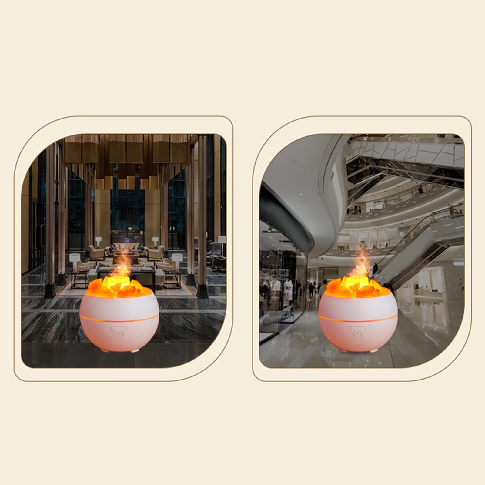 USB 300ml Air Humidifier Essential Oil Diffuser with Realistic Flame Quiet Night Light for Office Tabletop Baby Room Bedroom Decoration