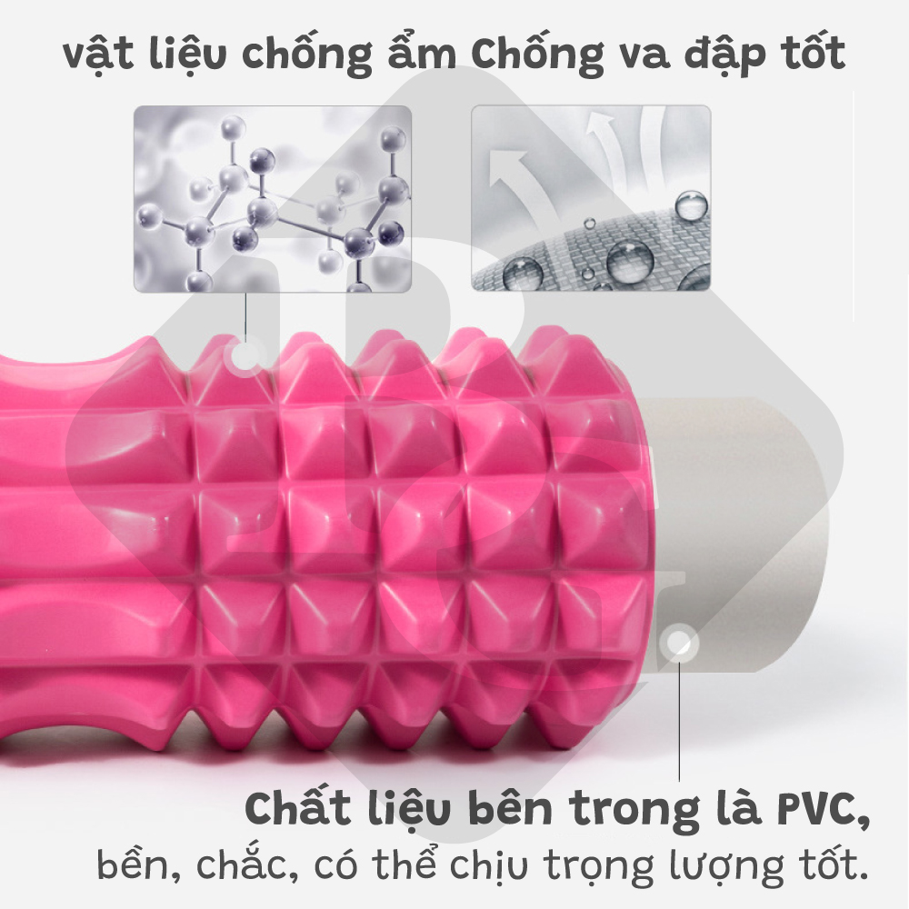 Combo Thảm Tập Yoga 6mm,Con Lăn Massage Ống Lăn Dãn Cơ Foam Roller BLUE- Bóng tập yoga size 65cm Tập Gym, Yoga, Thể Hình