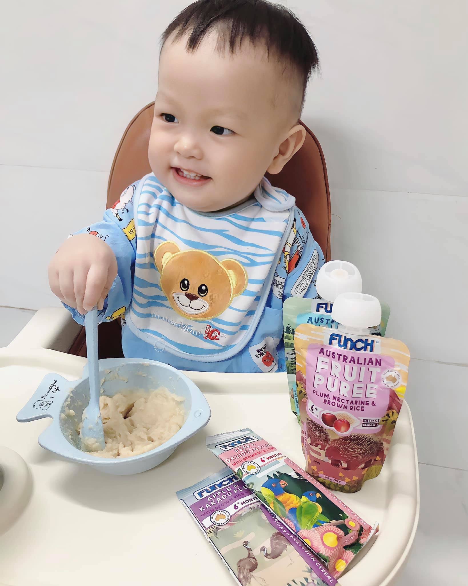 Bột ngũ cốc ăn dặm nguyên chất Funch Úc cho bé từ 6m - Hộp 168g đủ vị