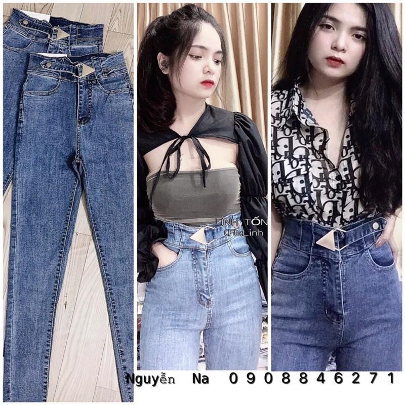 QUẦN JEANS ÔM CẠP SIÊU CAO co giãn tốt- hình shop chụp thật