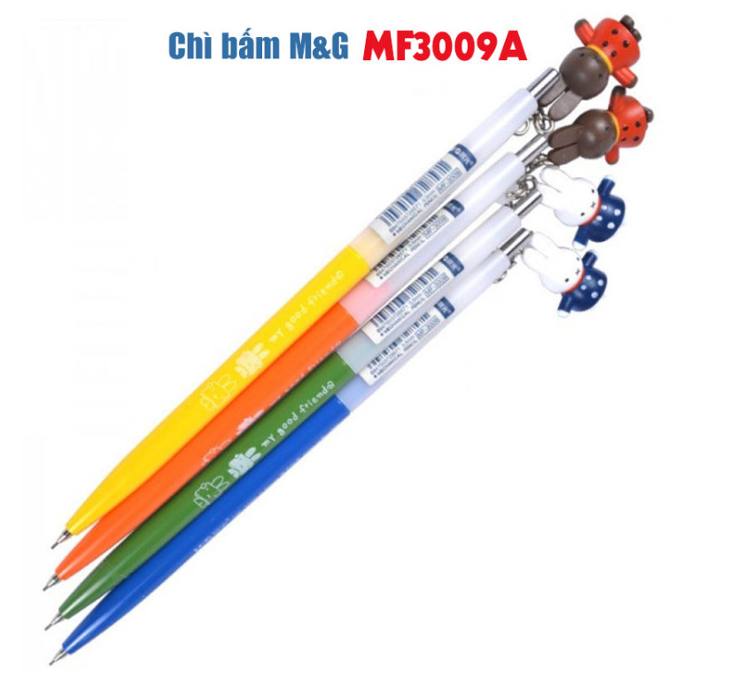 Combo 3 cây Bút chì bấm M&amp;G MF3009A có treo hình Thỏ 0.5mm (màu ngẫu nhiên)