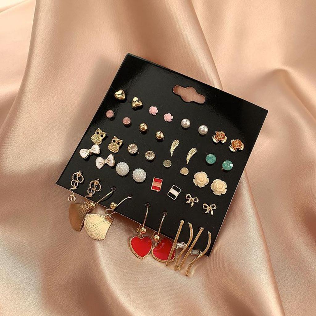 20 Pairs Earrings Stud Rhinestone Ear Drop Earrings Flower Earrings Stud