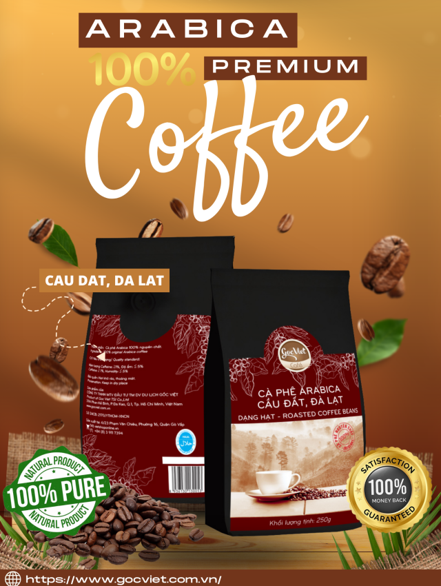 Cà phê Arabica Cầu Đất , Đà Lạt - 100% cà phê nguyên chất dạng hạt 250g