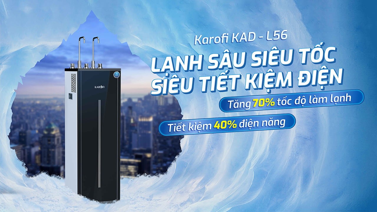 Máy lọc nước nóng lạnh 2 vòi 3 chế độ 10 lõi công nghệ Block Karofi KAD-L56 - Lắp đặt toàn quốc - Hàng chính hãng