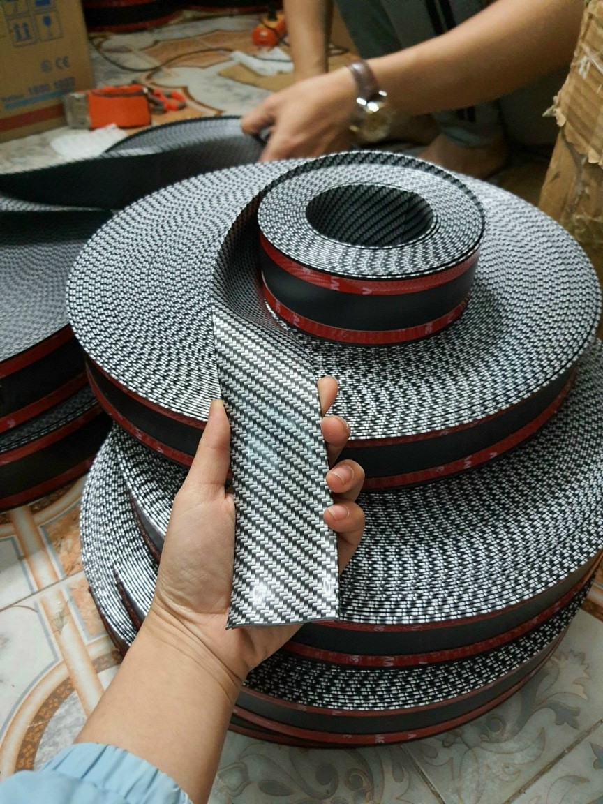 Combo bộ 5 mét nẹp Carbon chia 9 miếng - dán bậc cửa trong ngoài và Cốp Sau Ô tô Chống trầy