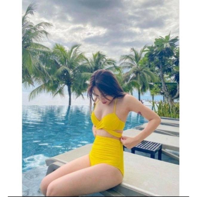 Bikini đồ bơi đi biển 2 mảnh gọng chéo cạp cao quần nhún VATIXA BKN45