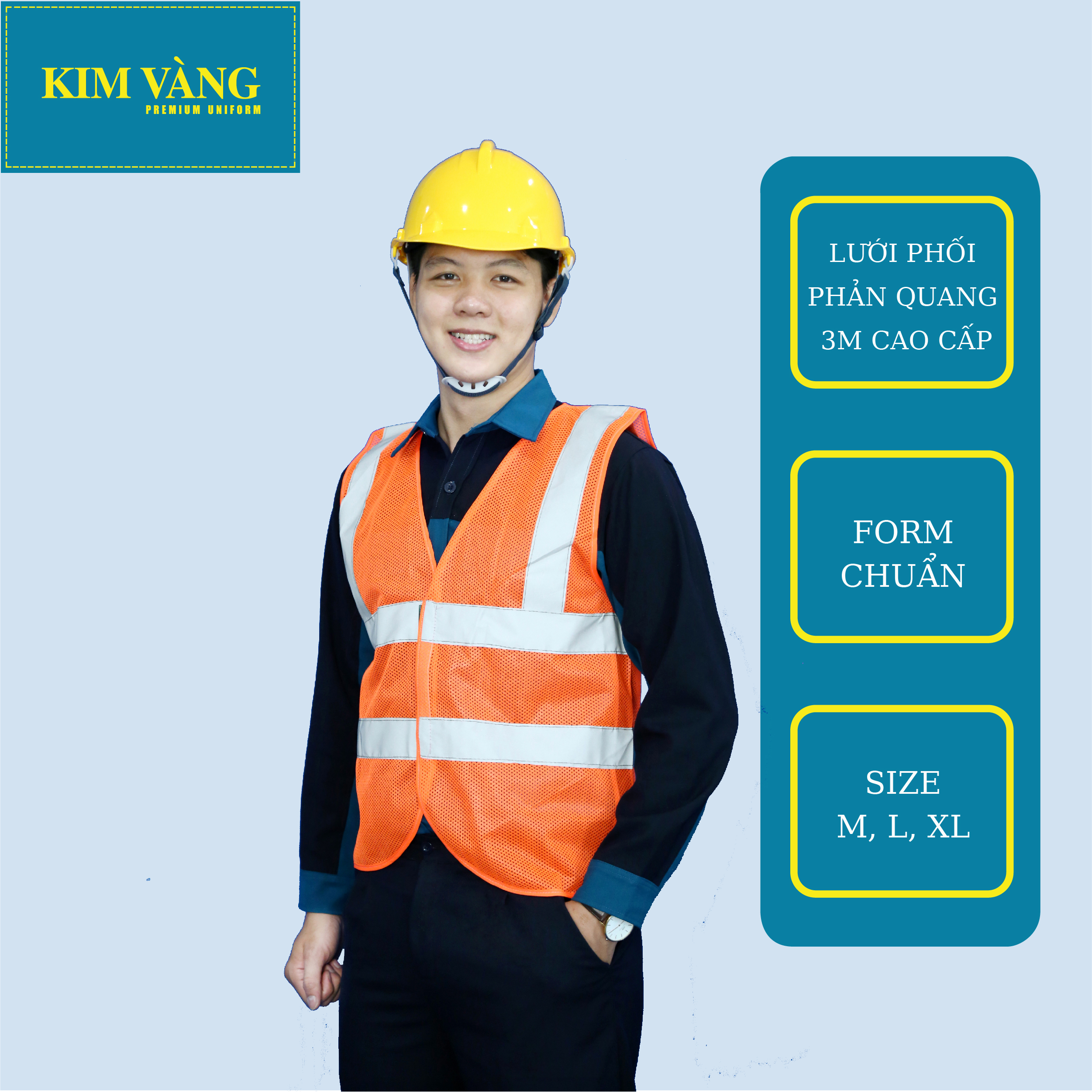 [KIM VÀNG] Áo ghile lưới công nhân, công trình đồng phục bảo hộ lao động chất liệu lưới phối phản quang 3M cao cấp - Phản quang xám
