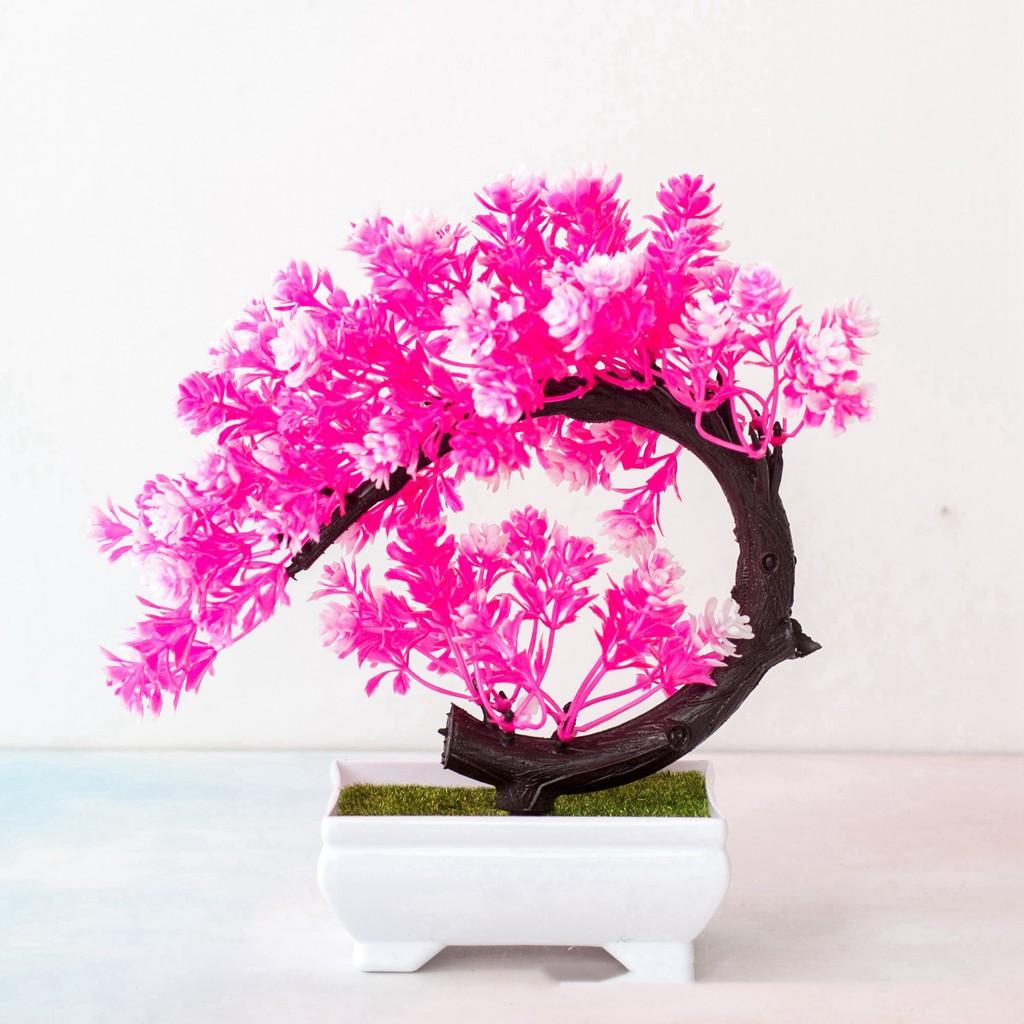 CÂY GIẢ BONSAI dáng trái tim hoa NGÂU ĐIỂM - Chậu cây hoa Phú Quý Cát Tường, trang trí, đề bàn ngày Tết sum vầy