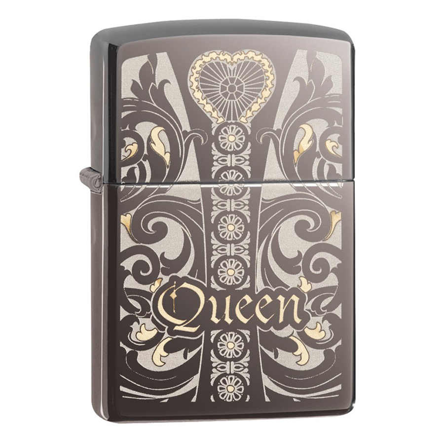 Bật Lửa Zippo 28797 - Bật Lửa Zippo Engraved Queen Laser Black Ice