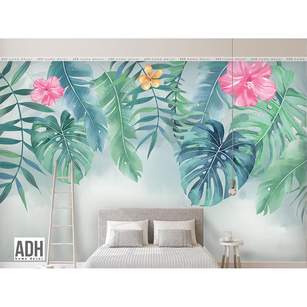 Tranh dán tường canvas hình hoa và lá ADHW025
