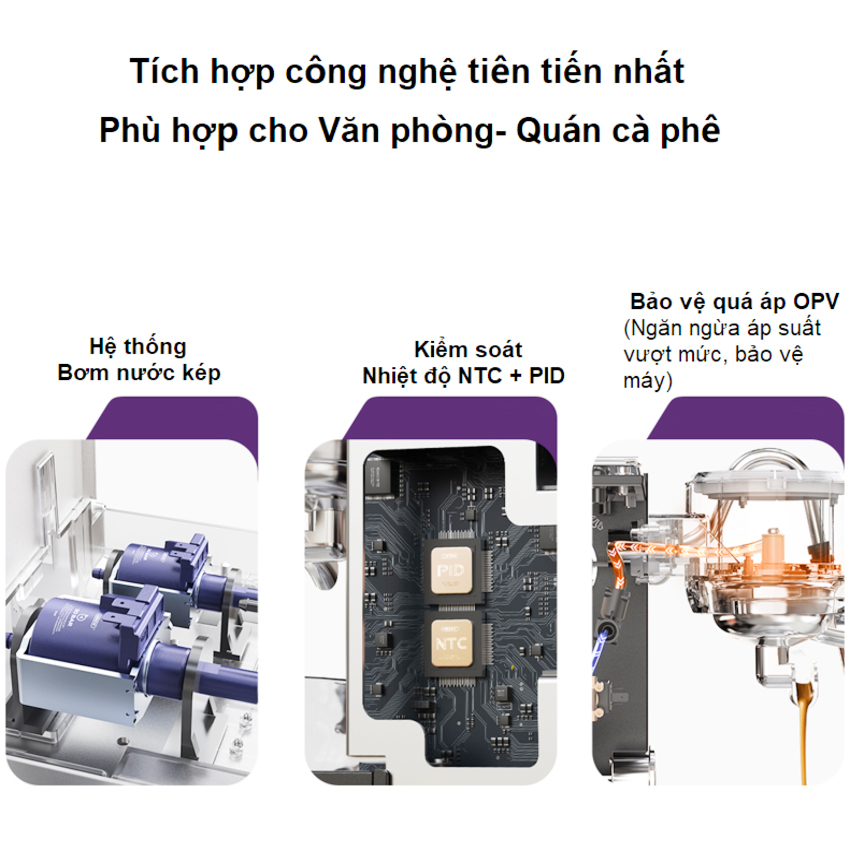 Máy pha cà phê Espresso, Cappuccino, Latte chuyên nghiệp thương hiệu HiBREW H21 - Công suất 3000W - Hàng chính hãng