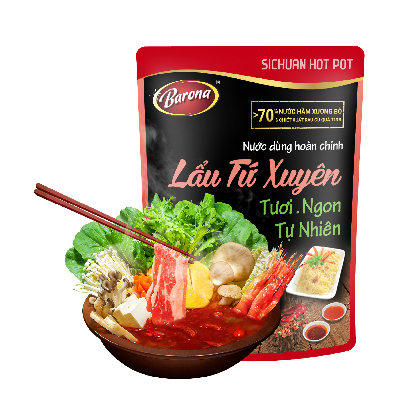 Nước Dùng Lẩu Tứ Xuyên Barona 140g tươi ngon chuẩn vị không cần nêm nếm