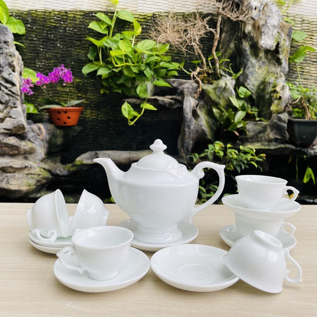 Quốc Hội - Ấm Trà Trắng Đẹp - Bộ Tách Uống Trà Siêu Xinh - Bộ Ấm Trà Bát Tràng Cao Cấp - Vitaminceramics