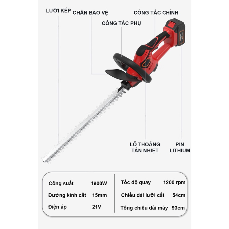Máy cắt tỉa hàng rào, tỉa cây cảnh 1800W