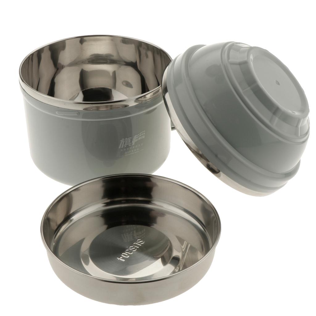 Stainless Lunch Insulated Bento Food Container 2-Tier Black