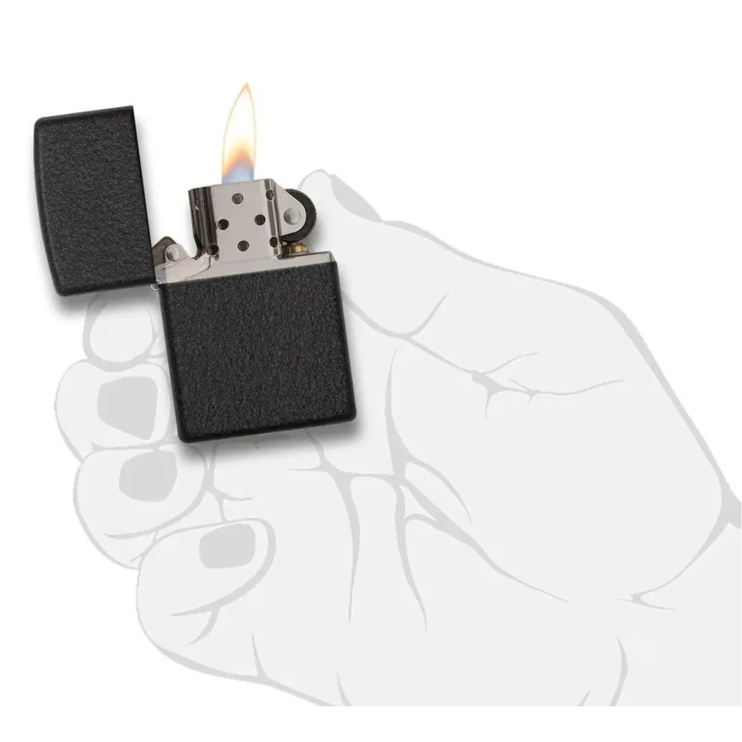 Bật Lửa Zippo Chính Hãng Mỹ Black Crackle 236 Đen Nhám Sần Cầm Chắc Tay