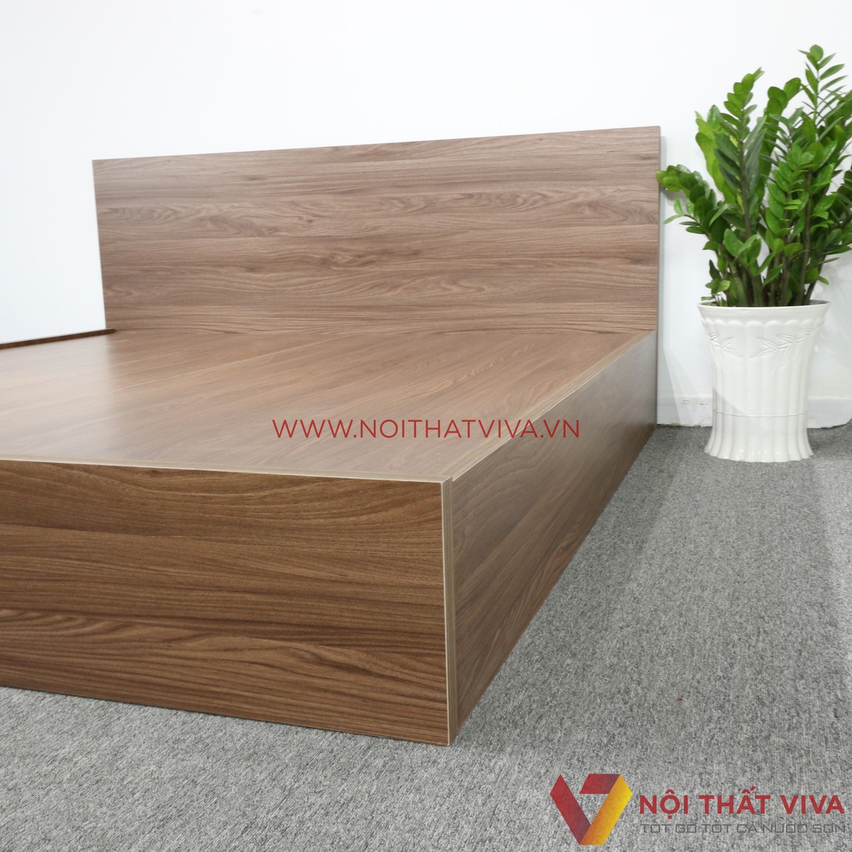 Giường Ngủ Gỗ MDF Melamine Màu Óc Chó Gía Rẻ Đẹp