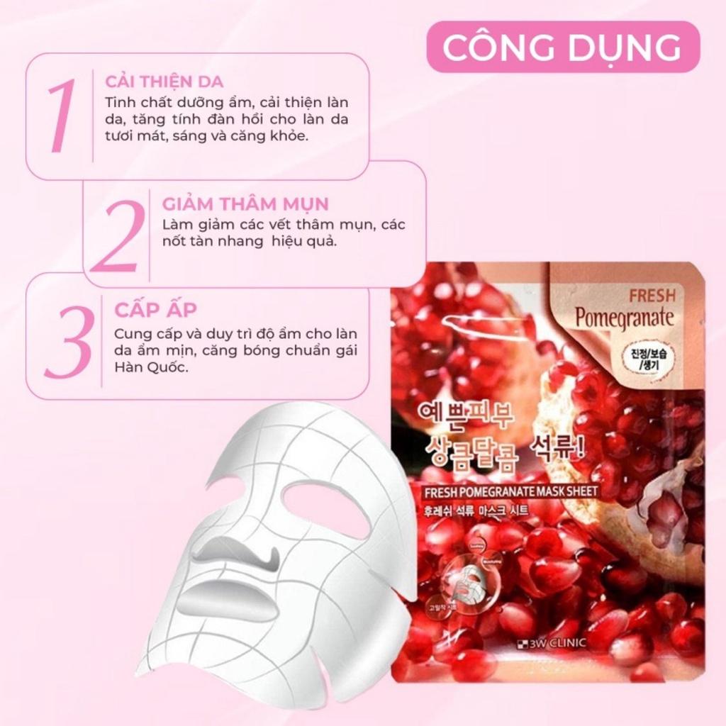 Mặt Nạ 3W Clinic Fresh Pomegranate Mask Sheet Dưỡng Trắng Chiết Xuất Lựu 23ml