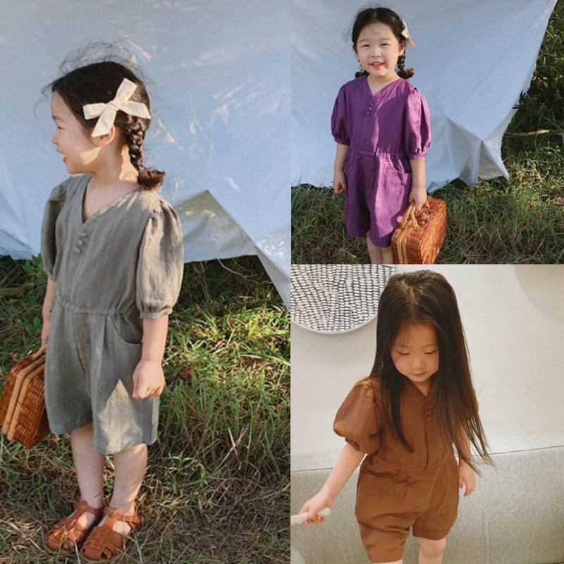 Jumsuit Cotton Mát Mẻ Kiểu Hàn Quốc Cho Bé Gái