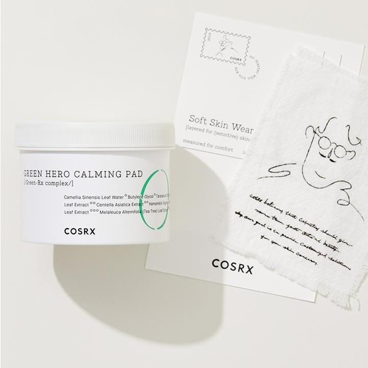 Bông Tẩy Tế Bào Chết Hoá Học Dưỡng Ẩm Và Dịu Da COSRX One Step Green Hero Calming Pad 70 Miếng