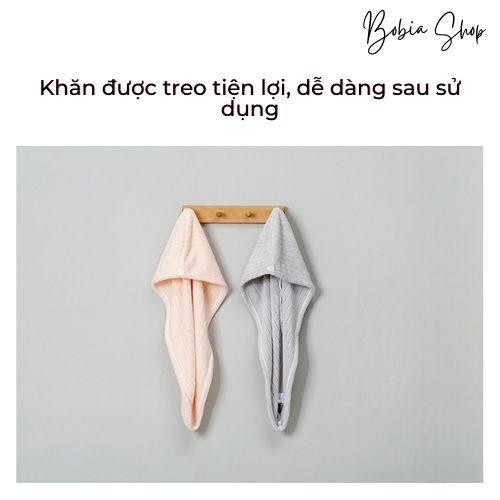 Khăn ủ tóc siêu nhanh khô, khăn quấn tóc bông gòn vân kẻ sọc dày dặn, mềm mịn