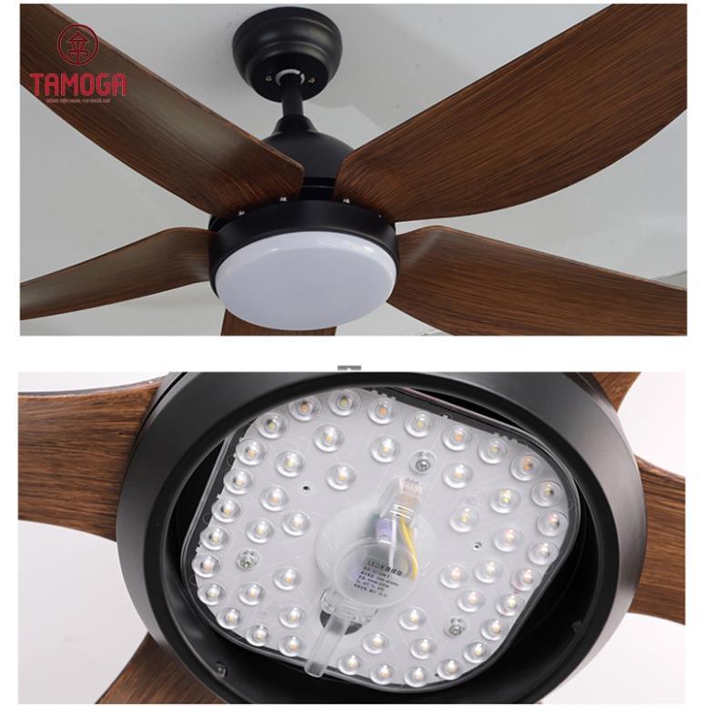 Đèn trần phòng khách 5 cánh gỗ