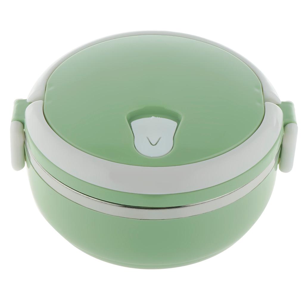 2X Student Stainless Steel Thermal Lunch Box Portable Tiffin Bento Box Green