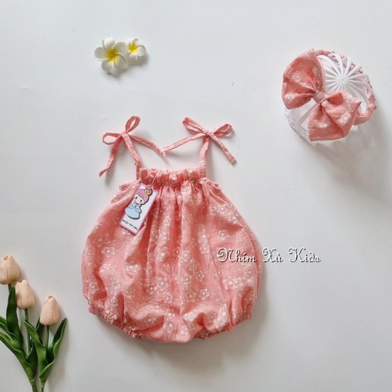 Body 2 Dây Bé Gái 3 Đến 12kg, Bodysuit Chất Boi Xốp Thông Hơi Cực Mát Cho Bé
