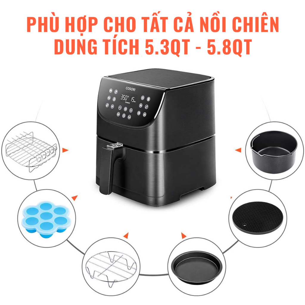 Bộ Phụ Kiện Nồi Chiên Không Dầu 5.5L/5.8 QT COSORI 6 Món - Hàng Chính Hãng