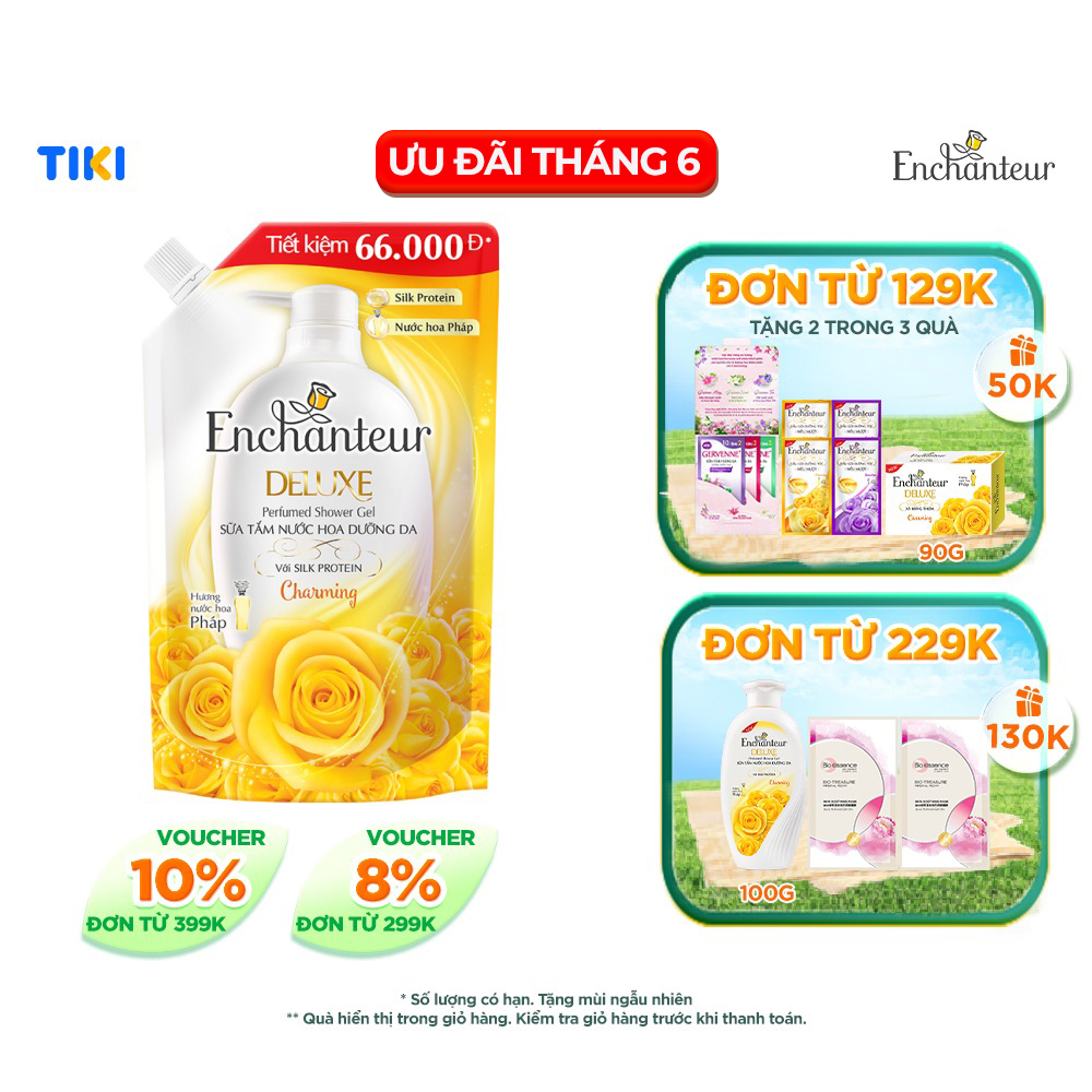 Túi Sữa tắm nước hoa dưỡng da Enchanteur hương Chamring 640gr