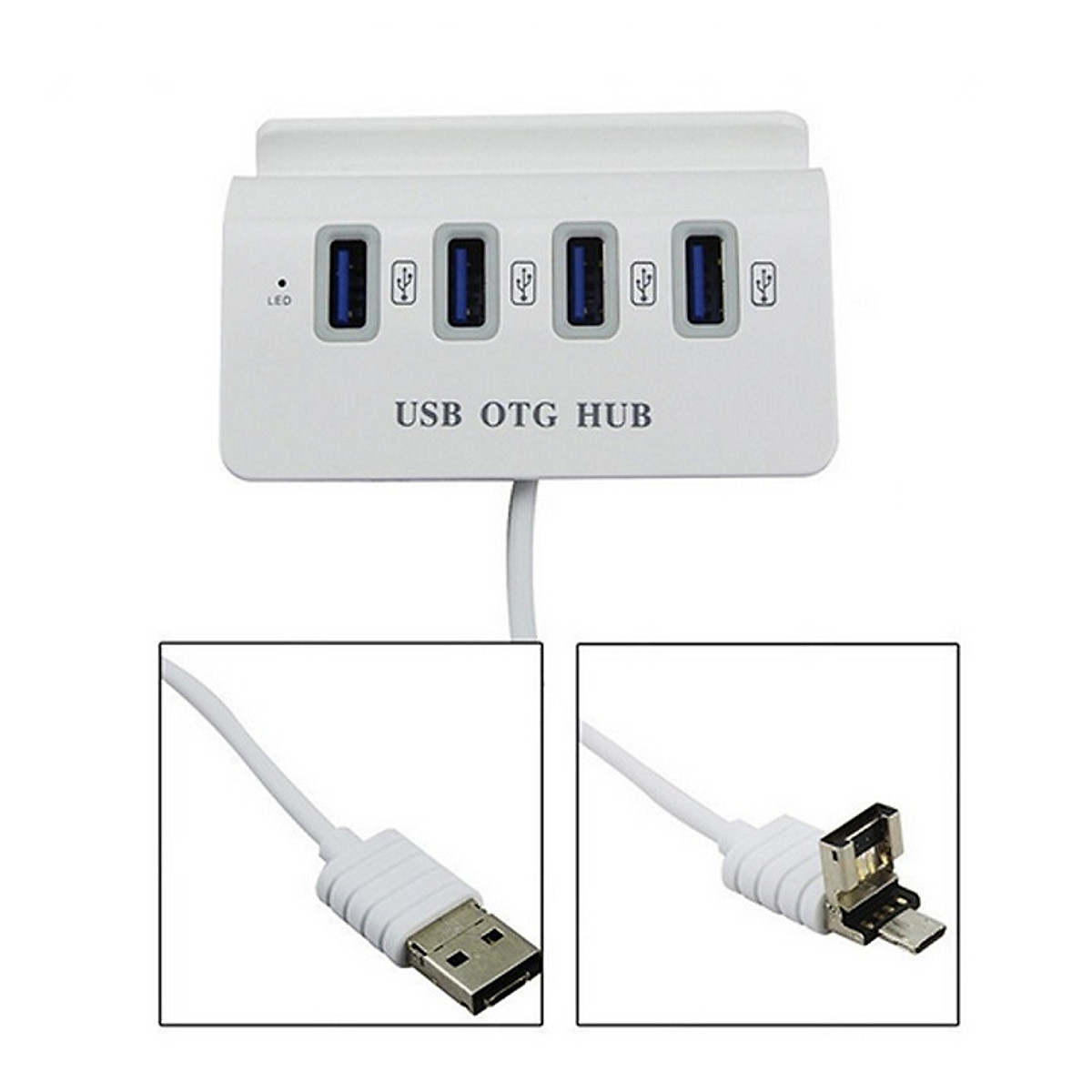 Bộ Chia 4 Cổng Usb Otg Hub Kiêm Giá Đỡ Kết Nối Điện Thoại Với Chuột Và Bàn Phím Chơi Game Mobile - Hàng Chính Hãng - TYPE-C