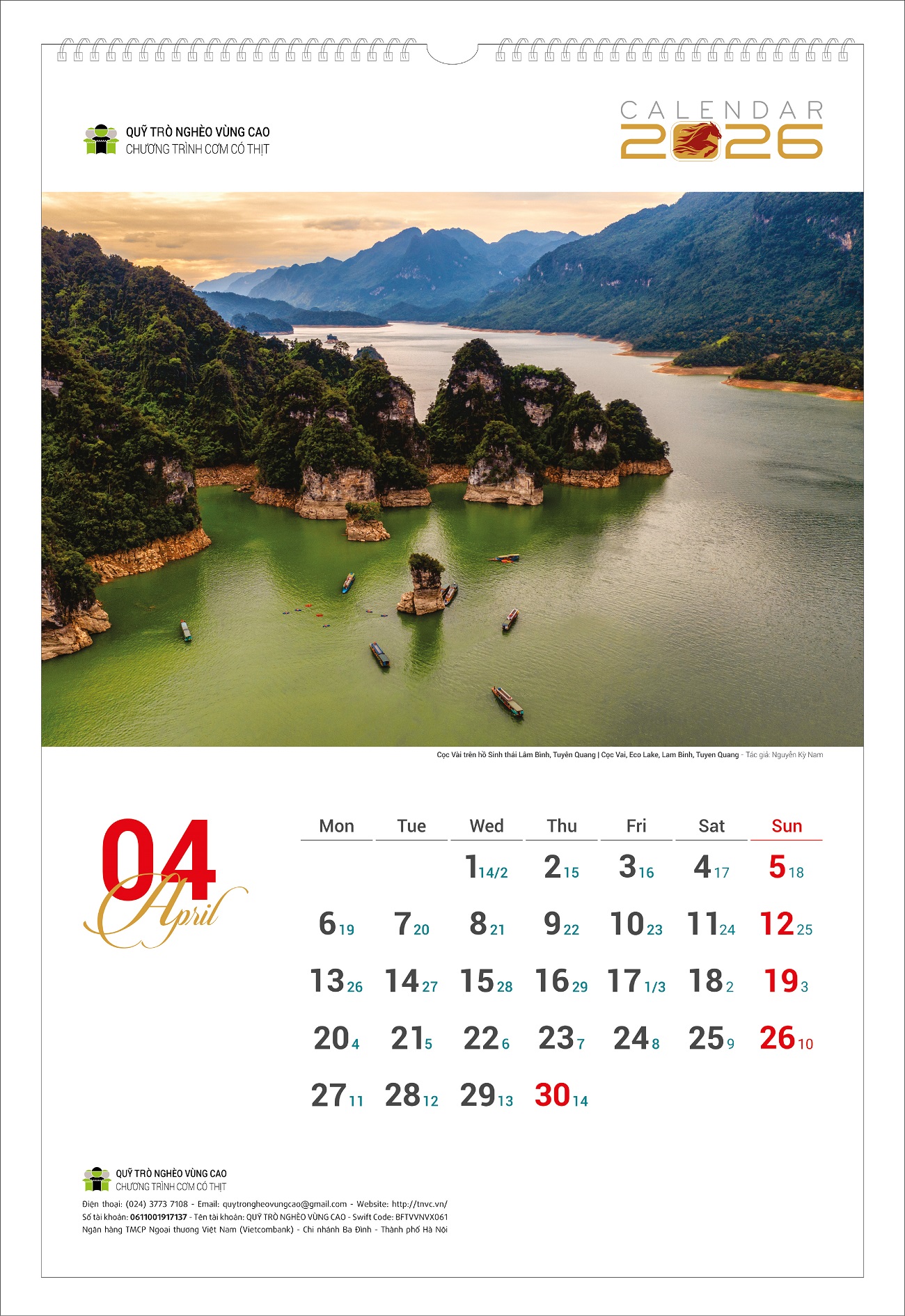 Lịch tường Phong cảnh vùng cao 2026 Cơm Có Thịt - Lịch treo tường Quỹ Trò Nghèo Vùng Cao